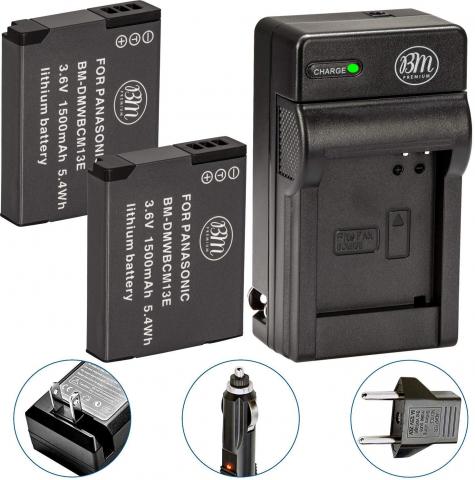 BM Premium 2 Pack of DMW-BCM13E Batteries and Charger for Panasonic Lumix DMC-ZS50 Digital Camera