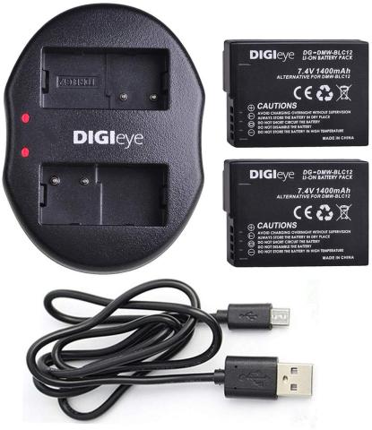 DIGIeye DMW-BLC12 Battery (2-Pack) and Dual USB Charger for Pansonic DMW-BLC12 