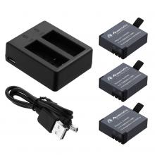Powerextra SJ4000 3 x1400mAh Action Camera Battery & USB Dual Charger Compatible with SJ4000, SJ5000, SJ6000, SJ7000, SJ8000